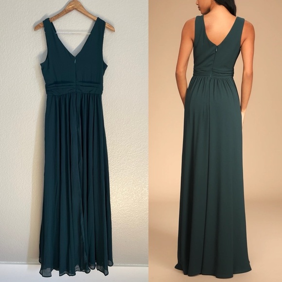 Thoughts of Hue Emerald Green Surplice Maxi Dress - Picture 3 of 7